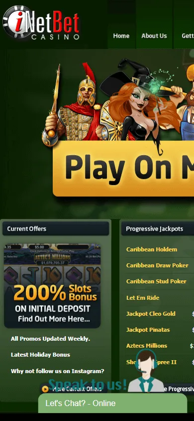 Inetbet Casino mobile home screen